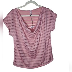 Point women's pink cowl neck short sleeve top size XL
